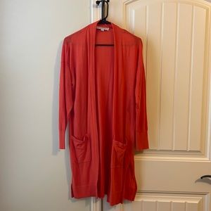 Loft sweater duster cardigan in medium orange